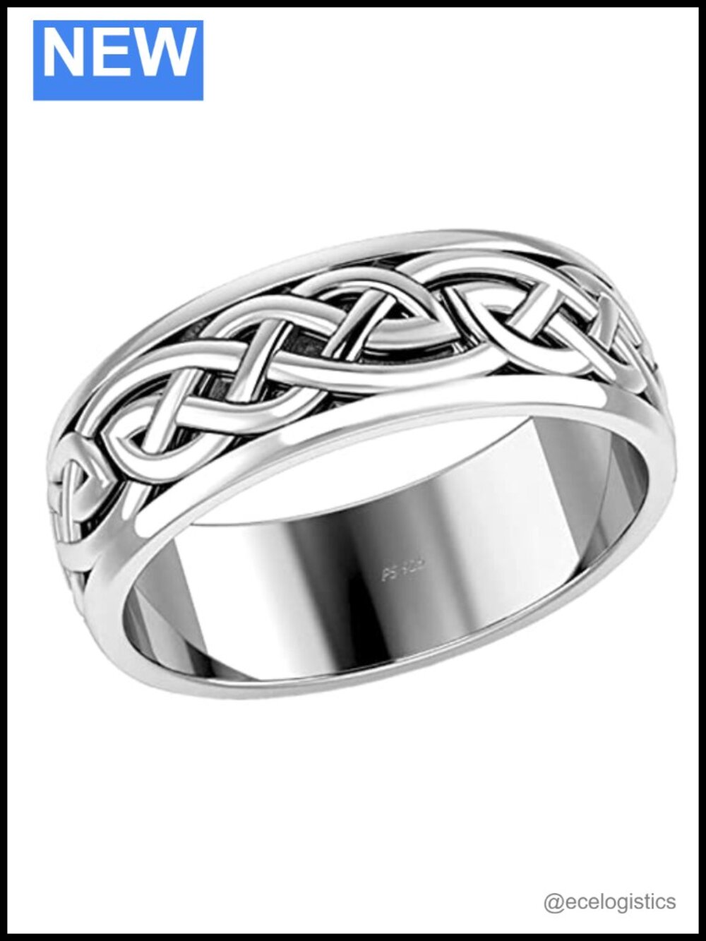 Sterling Silver Celtic Knot Spinner Ring Band Men's Meditation